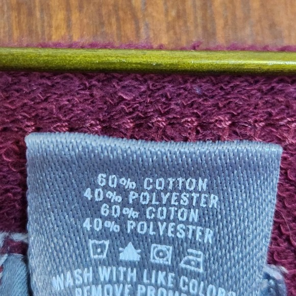 Aerie Woman’s 3/4 Sleeve Wine Peplum Round Neck Sweater Size Medium - Picture 4 of 5